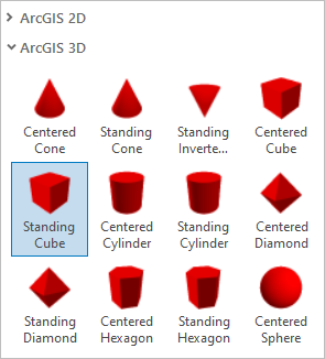 Standing Cube symbol selected in the symbol gallery