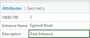 Egmont Road feature attributes