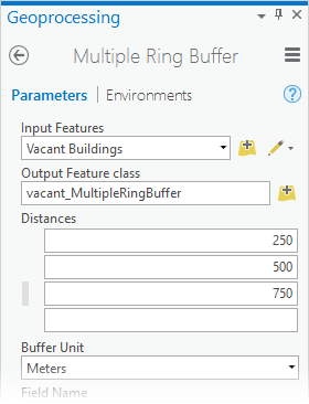 Distances parameter of Multiple Ring Buffer tool