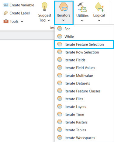 Adding the Iterate Feature Selection tool Adding the Iterate Feature Selection tool
