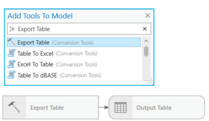 Adding the Export Table tool Adding the Export Table tool