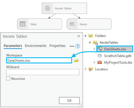 Iterate Tables tool dialog box Iterate Tables tool dialog box