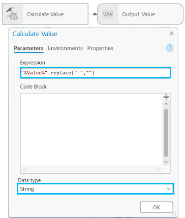Calculate Value tool dialog box Calculate Value tool dialog box