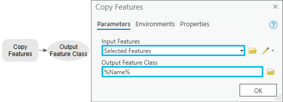 Copy Features tool dialog box