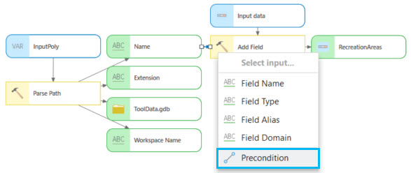Setting the Precondition parameter for the Add Field tool