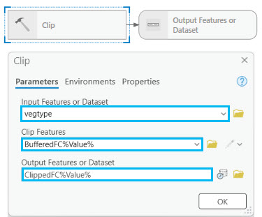 Clip tool dialog box Clip tool dialog box