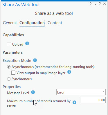 Web tool configuration options
