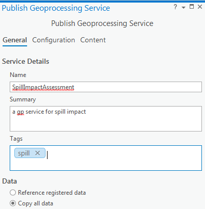 Publishing a geoprocessing service
