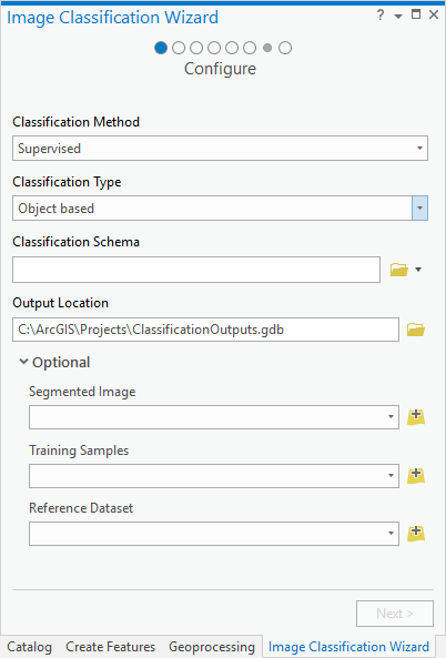 Image Classification Wizard Configure page