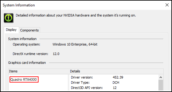 System Information dialog box