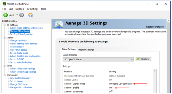 Set up the NVIDIA Quadro GPU and 3D monitor for stereoscopic mapping ...