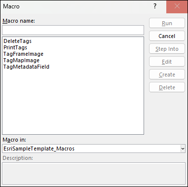 Macro dialog box in PowerPoint