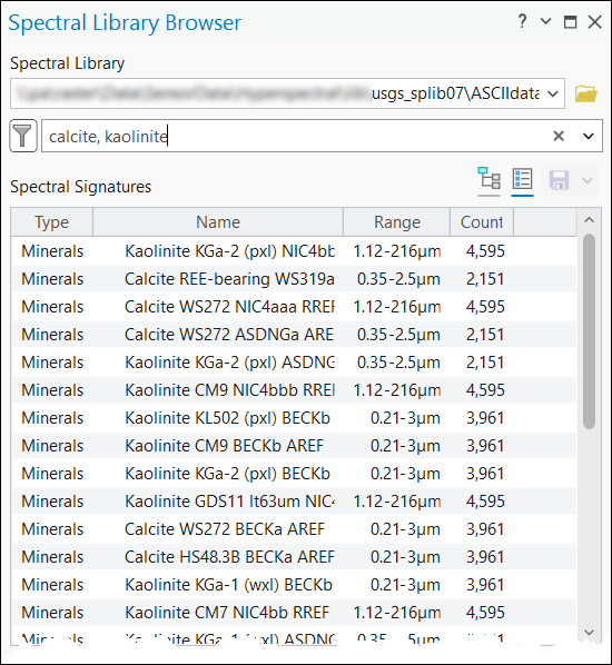 Search results for specific spectra in Switch to list view