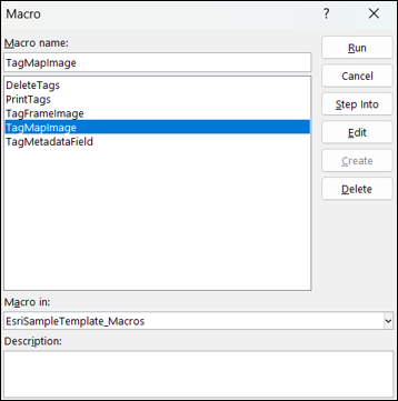 Macro window with TagMapImage selected
