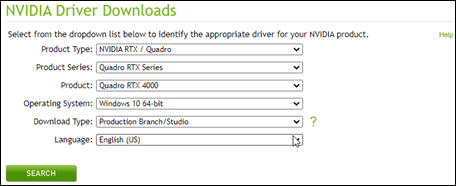 NVIDIA Drive Downloads settings
