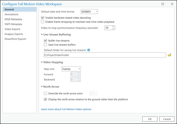 Workspace configuration dialog box