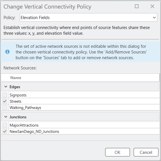 Edit vertical connectivity policy on network sources