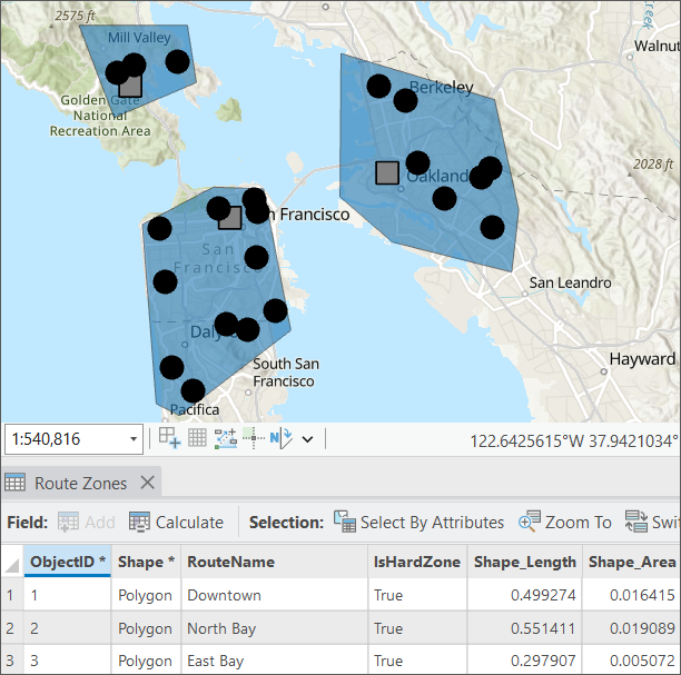 Route zone created for East Bay and North Bay.