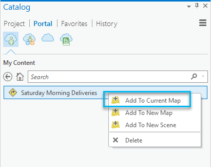 Add a route layer in the Catalog pane to the current map.
