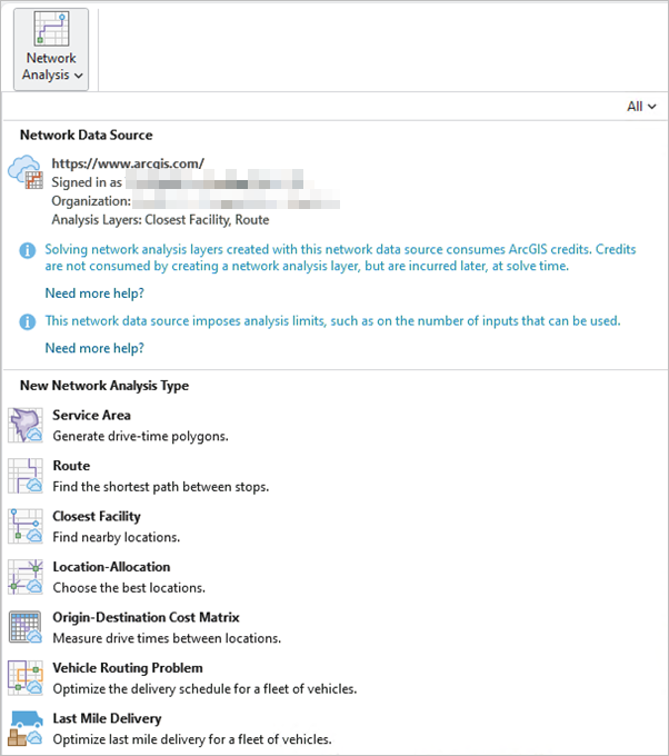 The network analysis layer will be created using