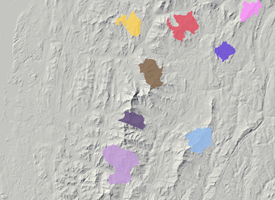 Optimal regions displayed on a background hillshade