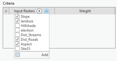 Adding criteria from the Suitability tab drop-down list