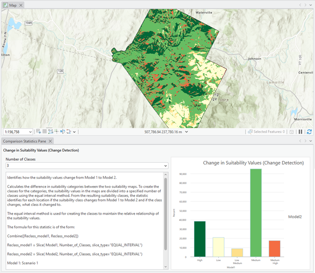 The Comparison Statistics Pane and the resulting map
