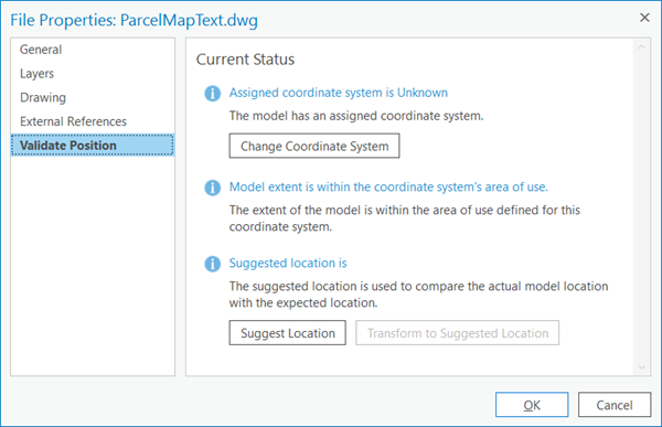 Validate Position tab on the File Properties dialog box