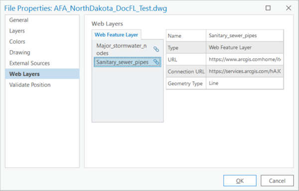 Web Layers tab on the CAD File Properties dialog box