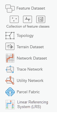 Supported data types in an ArcGIS Pro feature dataset