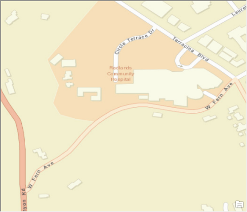 Street map image showing location of reverse geocoding examples