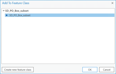Add To Feature Class dialog box