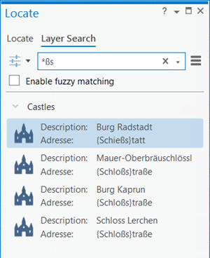 Enhanced layer search with a single asterisk in the Locate pane
