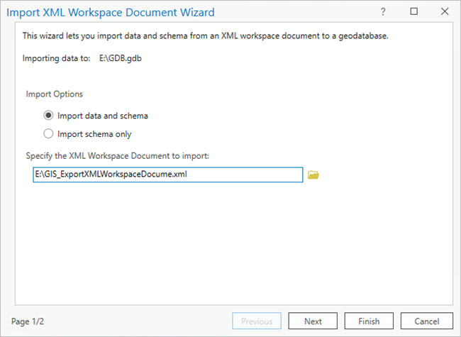 Import XML Workspace Document page 1 of 2