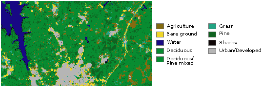 Thematic raster example showing land use