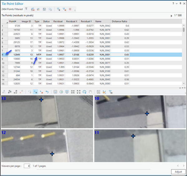 Manage tie points in an ortho mapping workspace ArcGIS Pro