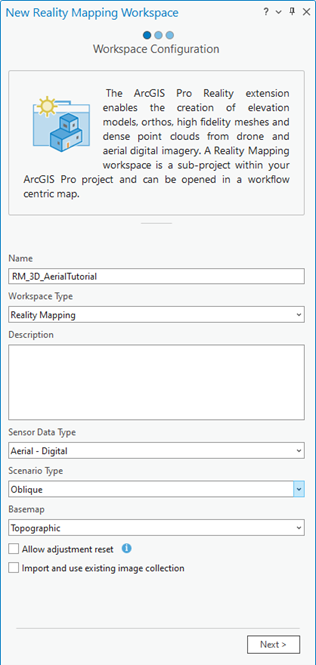 Workspace Configuration window