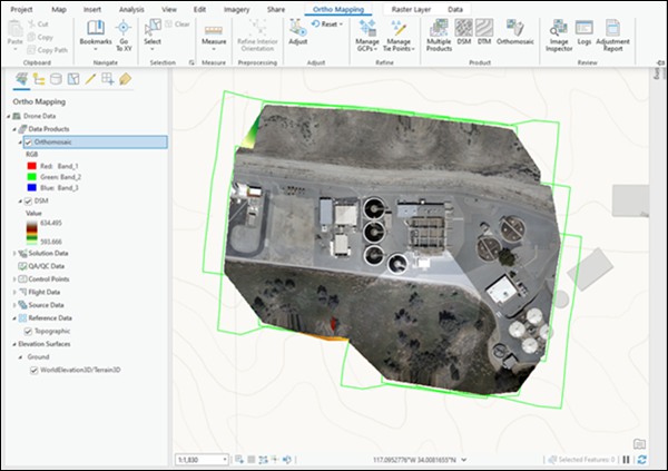 Ortho mapping orthomosaic result