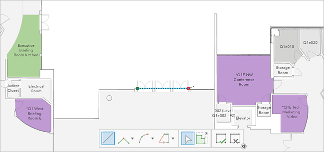 Example of creating an entrance or exit line feature in an ArcGIS Pro project