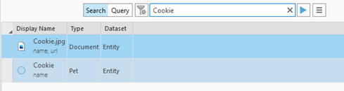 Keyword search for cookie with two entities found
