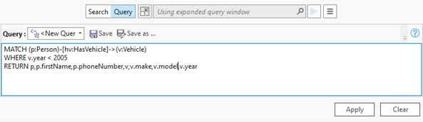 A query can span several lines when using the multiline query text box.
