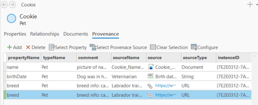 The new provenance records appears at the bottom of the list.