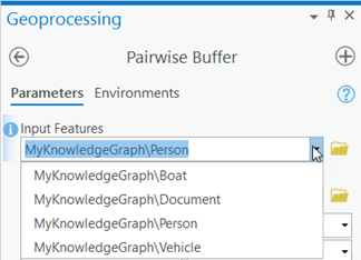 Knowledge graph feature layers can be analyzed by geoprocessing tools.
