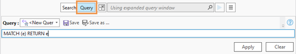 Click Query Mode at the bottom of the search control to query the knowledge graph.