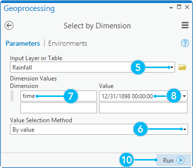 Selecting a specific time, level, or other dimension value using the Select By Dimension tool