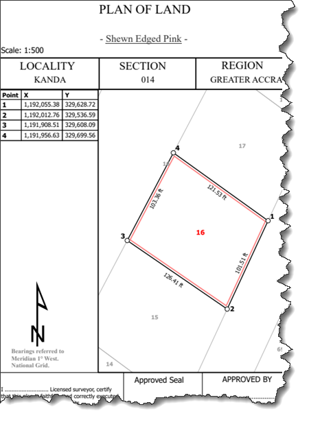 Example of a title map or parcel layout