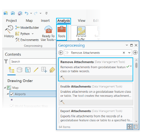 Remove Attachments search result in the Geoprocessing pane