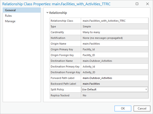 Attributed Relationship Class Properties dialog box
