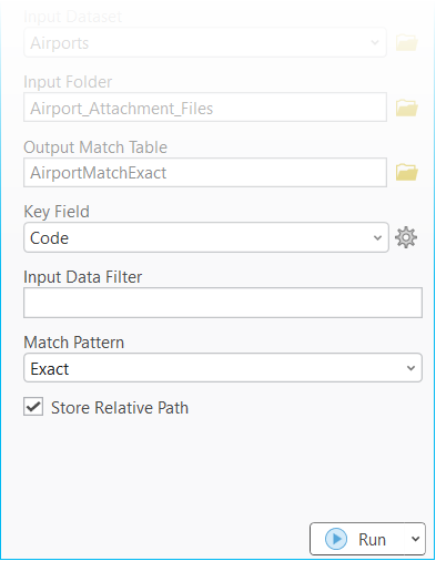 Key Field, Input Data Filter, and Match Pattern parameters