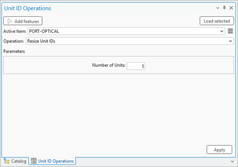 The Resize Unit IDs operation specified for a selected unit identifiable object in the Unit ID Operations pane